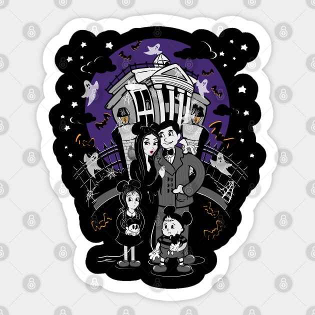 Spooky family at the Haunted House Ride Sticker by ZombieLounge